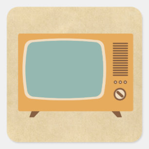 Retro televisionuppsättning fyrkantigt klistermärke