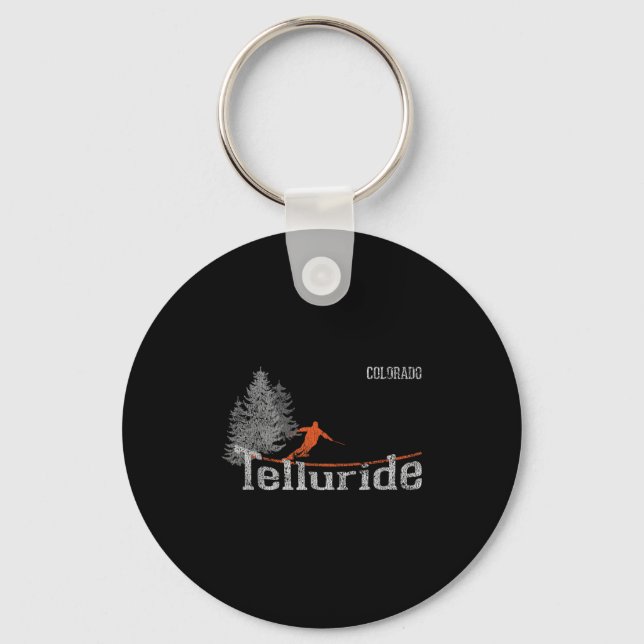 Retro Telluride Colorado Distress Skiing Nyckelring (Framsida)