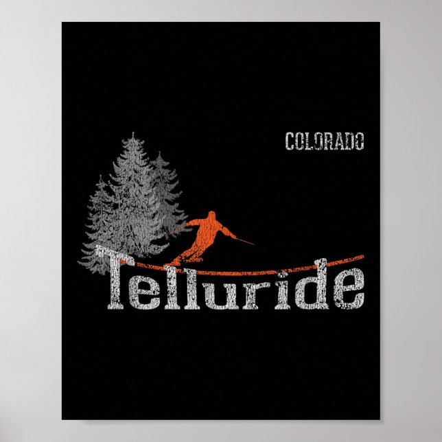 Retro Telluride Colorado Distress Skiing Poster (Framsidan)