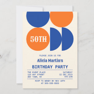 Retro Teme Circle Geometric Mönster Birthday Inbjudningar