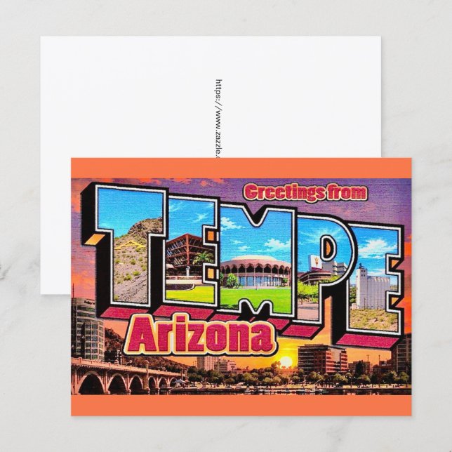 Retro Tempe Arizona vykort (Fram/baksida)
