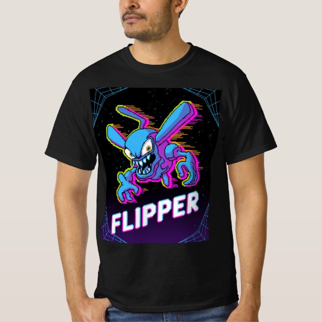 Retro Tempest Flipper Arcade Villain Cartoon Tee (Framsida)