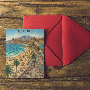 Retro Tenerife Kanarieöarna Spanien Strand Vykort