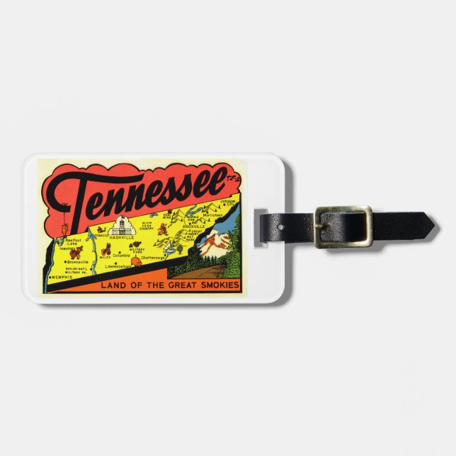 Retro Tennessee Artwork Hälsning Underbar Smokies Bagagebricka (Horisontell Framsida)