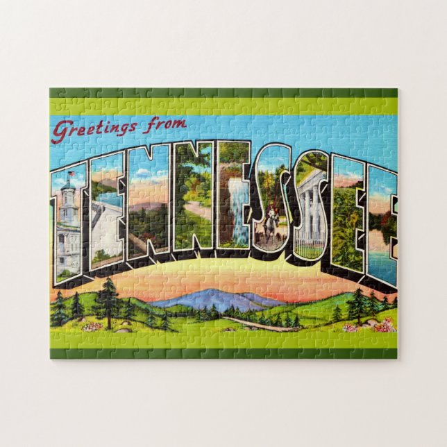 Retro Tennessee välkomst vykort Pussel (Horisontell)