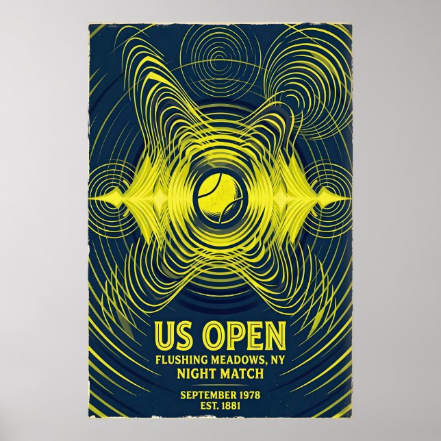 Retro Tennis Poster, US Open Night Match (Flushing Poster (Framsidan)