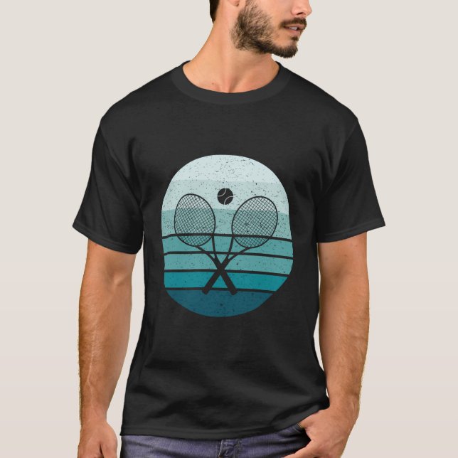 Retro Tennis Racquets Boll Distress T Shirt (Framsida)