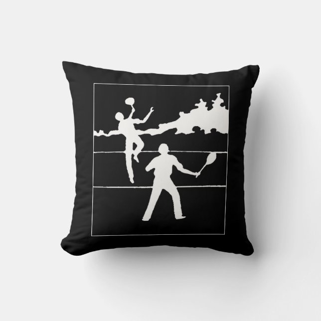Retro Tennis Silhouette Dekorativ kudde (Framsida)