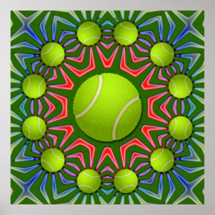 RETRO TENNISBOLLAFFISCH POSTER