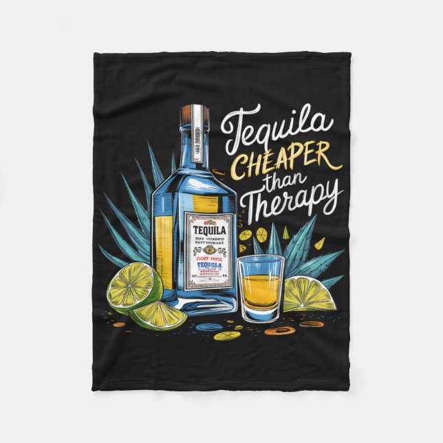 Retro Tequila Drinking Tequila Cheaper than A Ther Fleecefilt (Framsidan)