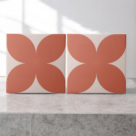 Retro Terracotta Blommigt Petal Mid Century Modern Kakelplatta