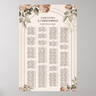 Retro terracotta blommigt sage greenery Alphabey Poster