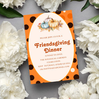retro terracotta botaniskt fall Friendsgiving Inbjudningar
