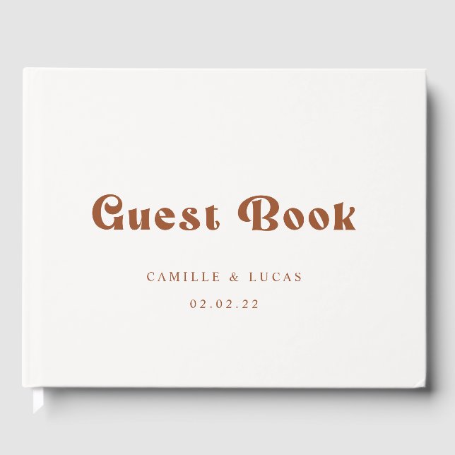 Retro Terracotta bröllop gäst bok (Framsida)