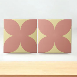 Retro Terracotta Gult Blommigt Petal Mid Century Kakelplatta