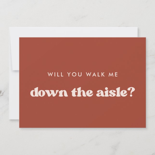 Retro Terracotta Kan du gå ner i Aisle? Inbjudningar (Framsida)