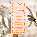 Retro terracotta-kurvekvippning vågigt bröllop meny<br><div class="desc">En coola med fet bröllop-meny med egna namn med ett handskrivet calligrafi och serif-teckensnitt,  2 namn,  2 stilar med Retro boho terracotta-kurvbläddring vågigt bröllop. All text,  namn och färg i bakgrunden är anpassade för dig att blanda och matcha din bröllop-svit.</div>