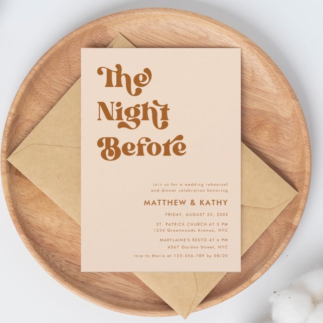 Retro Terracotta natten före rehearsal Inbjudningar (Skapare uppladdad)