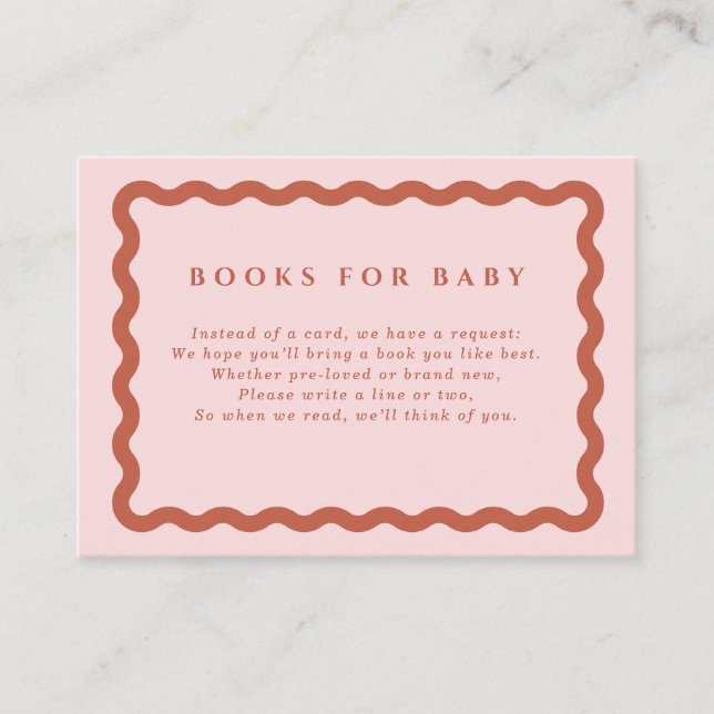 Retro Terracotta & Rosa Vågigt Ram Bokar för Baby Tilläggskort (Framsida)