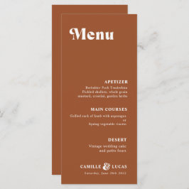 Retro Terracotta Rust Bröllop Menu Meny