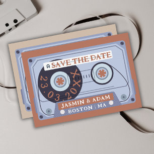 Retro Terrakotta Kassettband Save The Date Spara Datumet