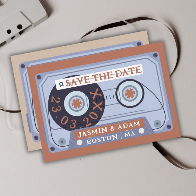 Retro Terrakotta Kassettband Save The Date Spara Datumet (Skapare uppladdad)