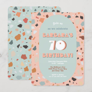 Retro Terrazzo Hippie Boho Birthday Inbjudningar