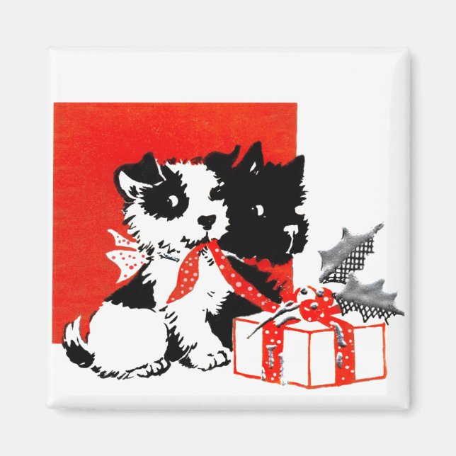 Retro Terrier och Scotty Hundar Magnet (Framsidan)