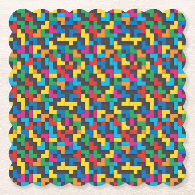 Retro Tetris-block sömlöst mönster Underlägg Papper (Framsida)