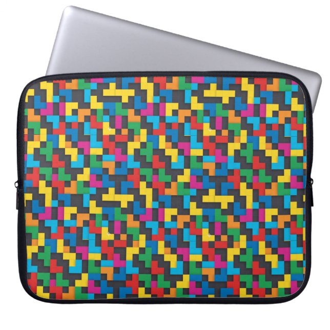 Retro Tetris Blocks Seamless Pattern Laptop Fodral (Framsidan)
