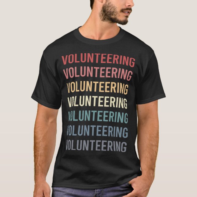 Retro Text Frivilligarbetande Frivillig T Shirt (Framsida)