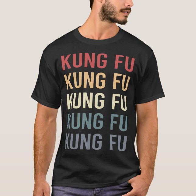 Retro Text Kung Fu T Shirt (Framsida)