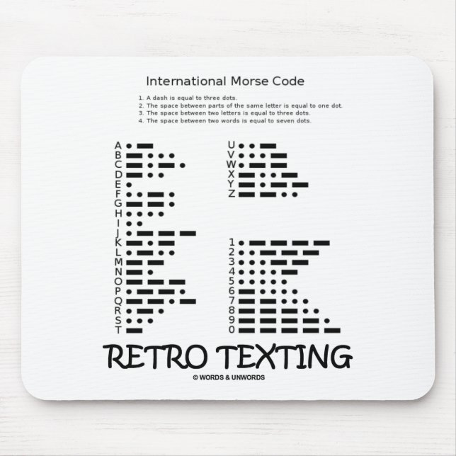 Retro Texting (det Internatonal morsealfabetet) Musmatta (Framsidan)