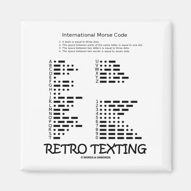 Retro Texting (Internationell morse-kod) Magnet (Framsidan)