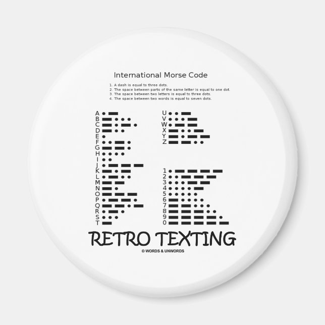 Retro Texting (Internationell morse-kod) Magnet (Framsidan)