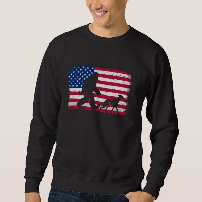Retro-textutdrag 4:e juli amerikanska Flagga Pat Lång Ärmad Tröja (Framsida)