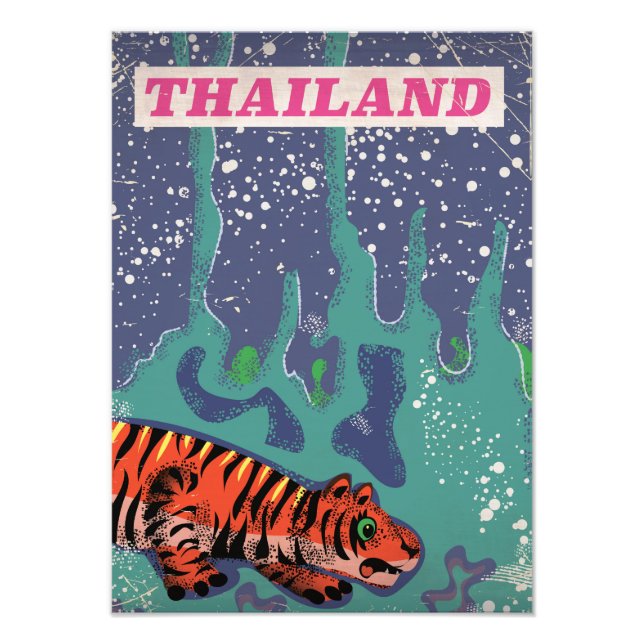 Retro Thailand - reseaffär för tiger Fototryck (Framsidan)