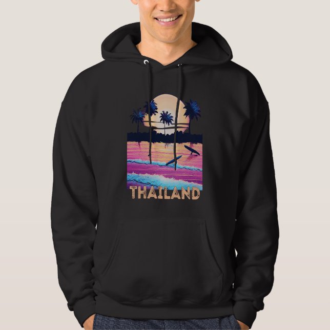 Retro Thailand Thai Souvenir Surf Hoodie (Framsida)