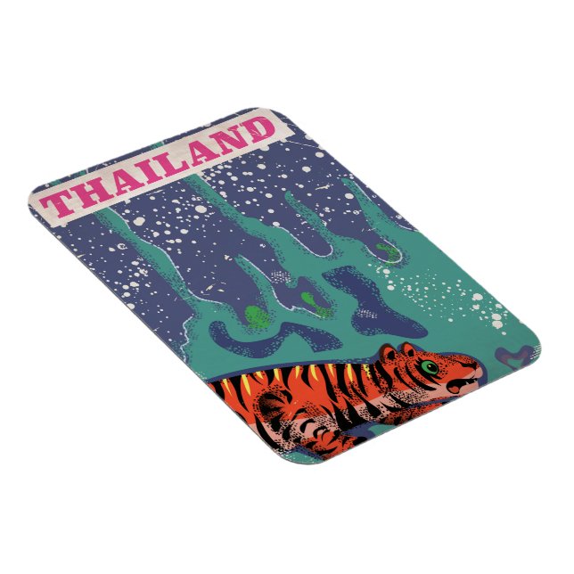 Retro Thailand tiger resemålning affisch Magnet (Högersidan)