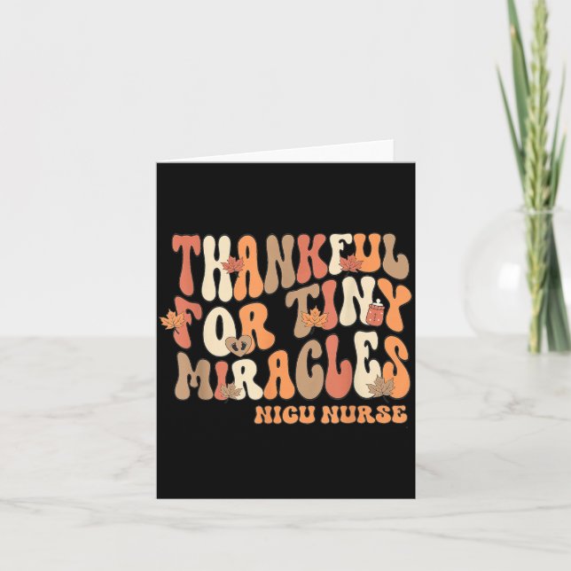 Retro Thankful For Tiny Miracles Thanksgiving Nicu Kort (Framsida)