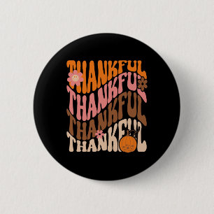 Retro Thankful Kärlek Fall Thanksgiving Groovy Pum Knapp