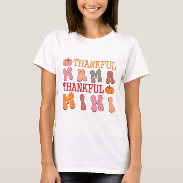 Retro Thankful Mamma Thankful Mini - Fall T Shirt (Framsida)