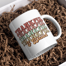 Retro Thankful Mugg, Fall Family Thanksgiving-gåva Kaffemugg