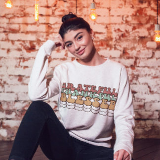 Retro Thankful Sweatshirt, Family Thanksgiving T Shirt