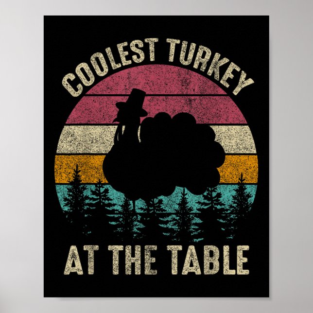 Retro Thanksgiving Coolest Turkey in Bord Boys Ki Poster (Framsidan)