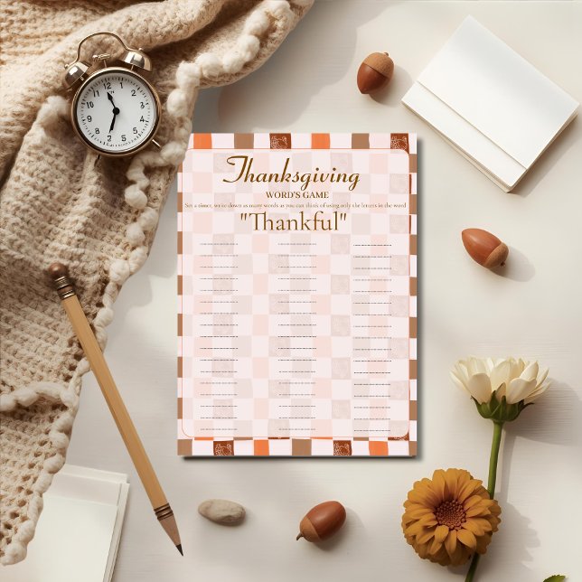 Retro Thanksgiving  Ord spelkort Julkort (Retro Thanksgiving Words game card)