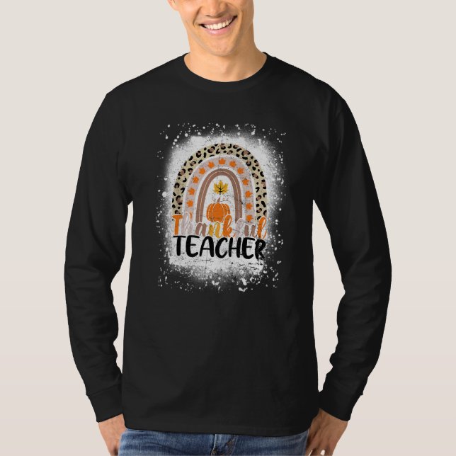 Retro Thanksgiving Teacher Thankful Teacher Rainbo T Shirt (Framsida)