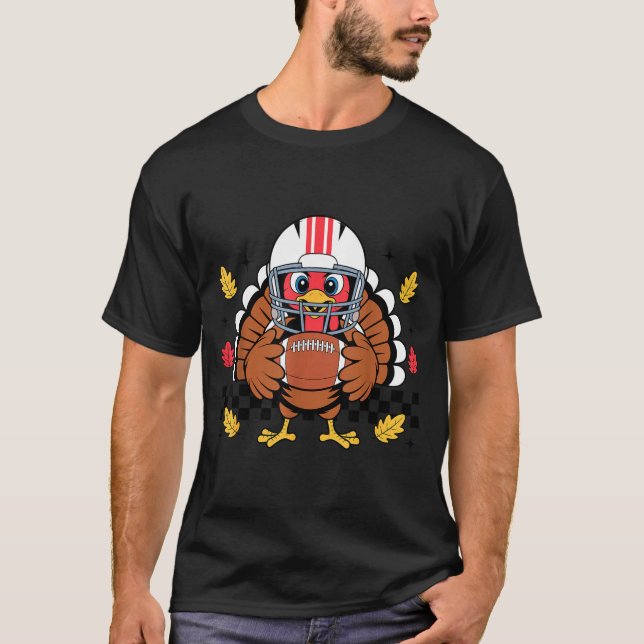 Retro Thanksgiving Turkey Football Toddler Boys Ki T Shirt (Framsida)