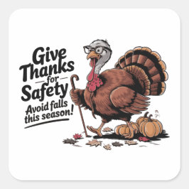 Retro Thanksgiving Turkey Safety - Ge tack Fyrkantigt Klistermärke