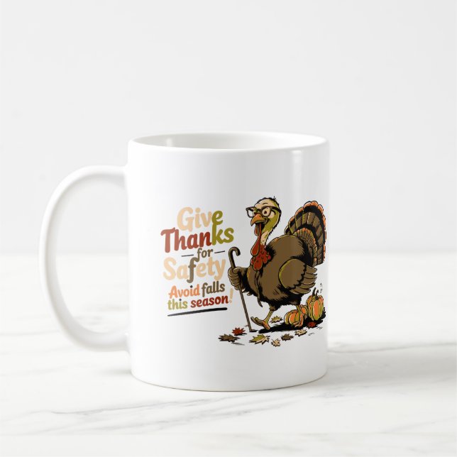 Retro Thanksgiving Turkey Safety - Ge tack Kaffemugg (Vänster)